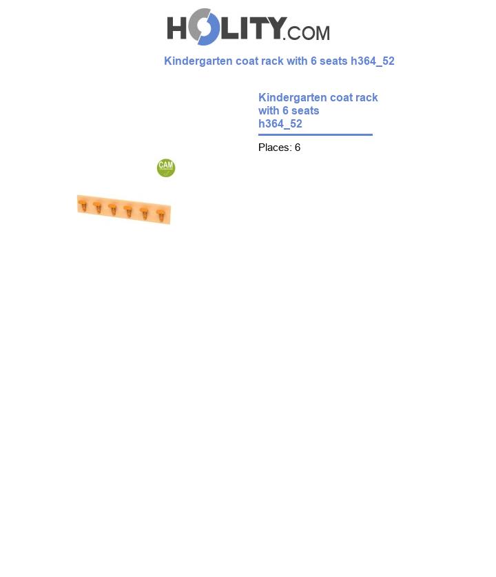 Kindergarten coat rack with 6 seats h364_52