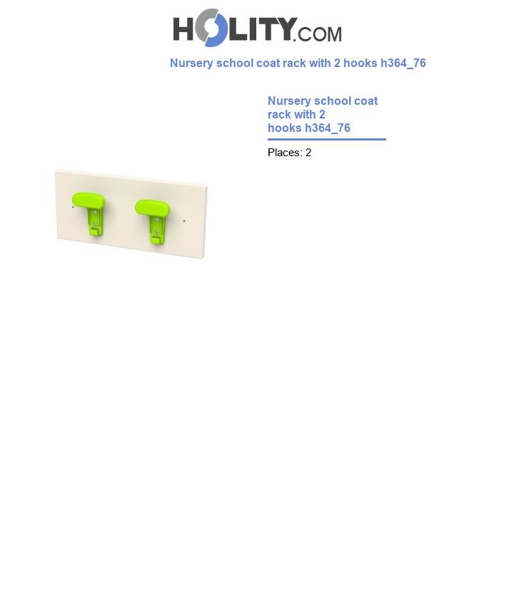 Nursery school coat rack with 2 hooks h364_76
