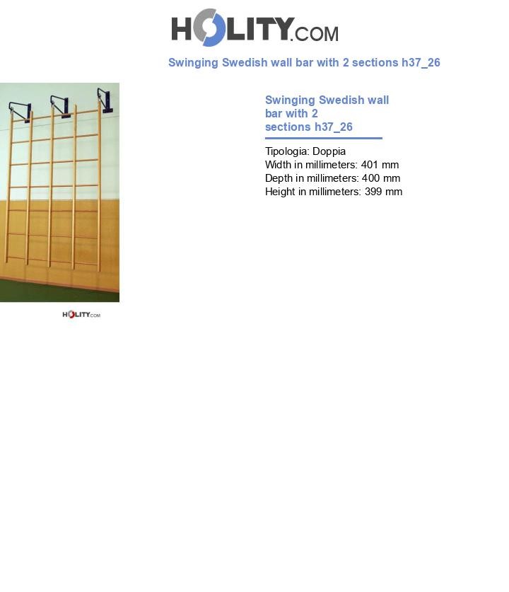Swinging Swedish wall bar with 2 sections h37_26