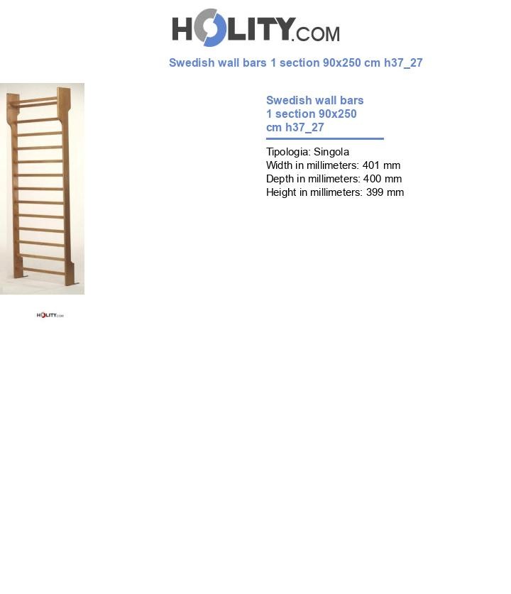 Swedish wall bars 1 section 90x250 cm h37_27