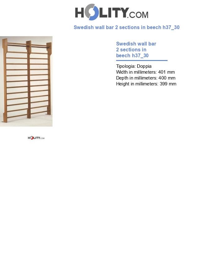 Swedish wall bar 2 sections in beech h37_30