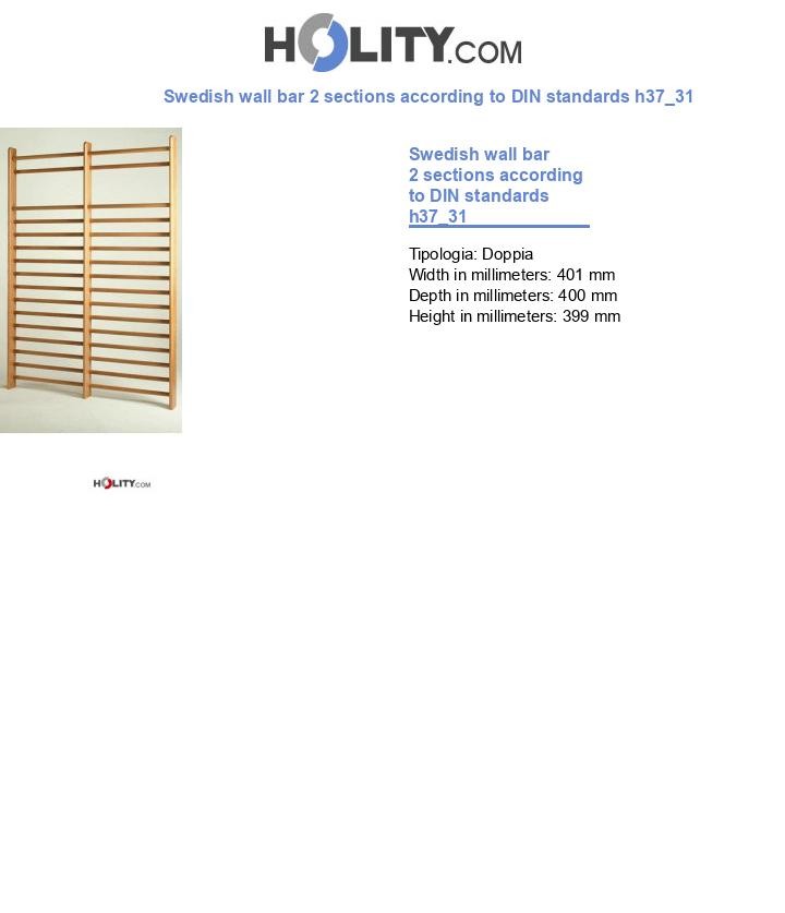 Swedish wall bar 2 sections according to DIN standards h37_31