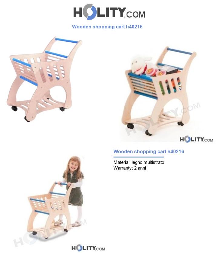 Wooden shopping cart h40216