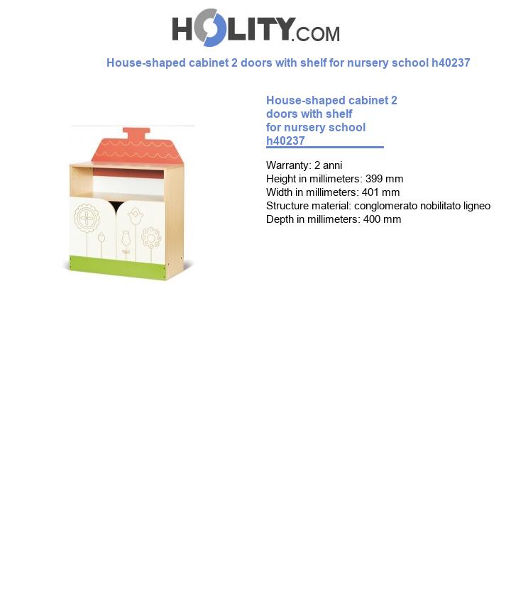 House-shaped cabinet 2 doors with shelf for nursery school h40237
