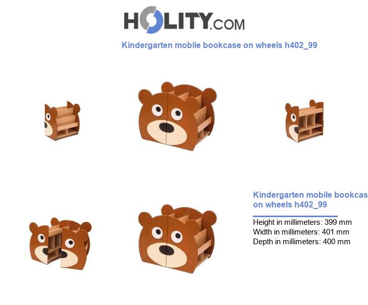 Kindergarten mobile bookcase on wheels h402_99