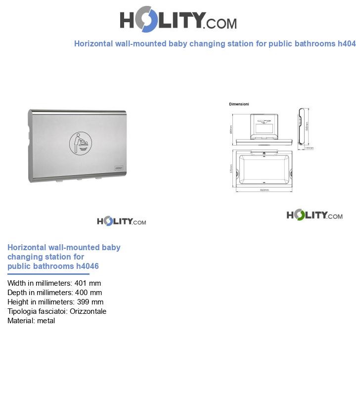 Horizontal wall-mounted baby changing station for public bathrooms h4046