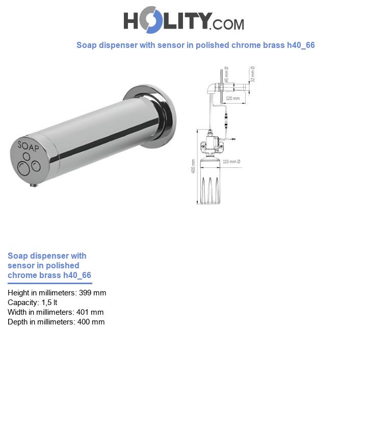 Soap dispenser with sensor in polished chrome brass h40_66