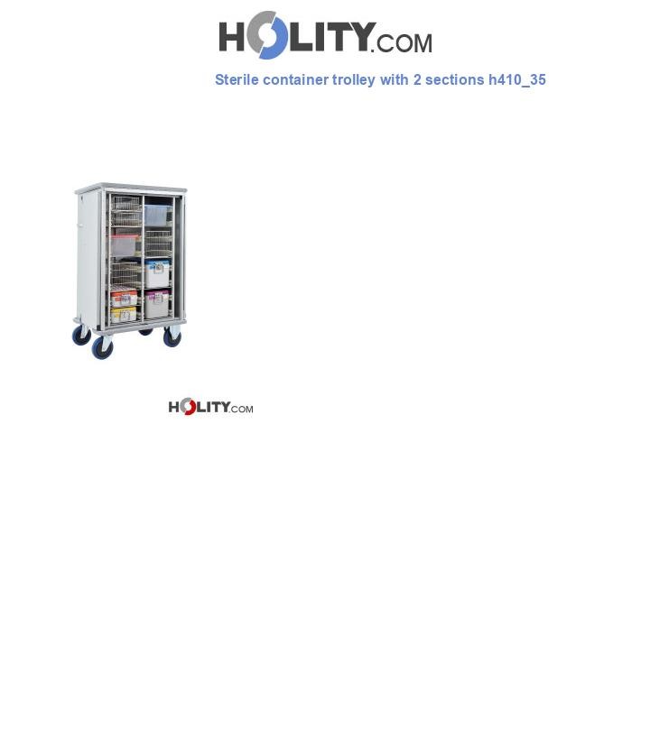 Sterile container trolley with 2 sections h410_35