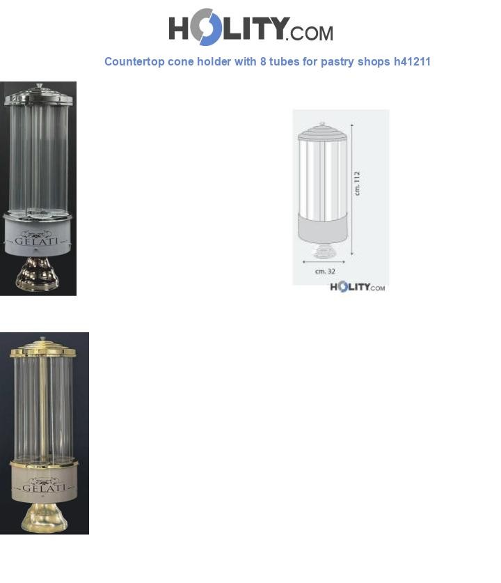Countertop cone holder with 8 tubes for pastry shops h41211