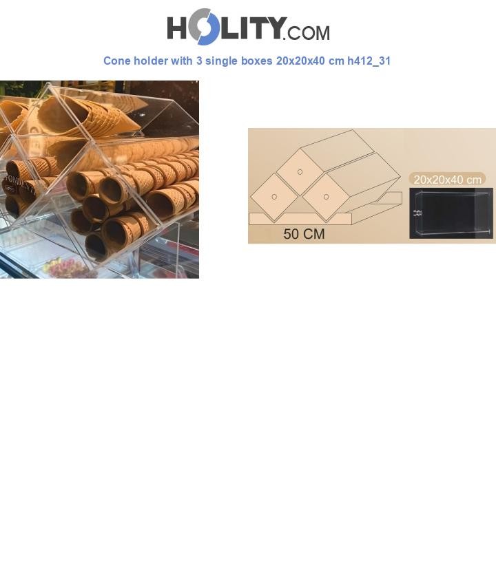 Cone holder with 3 single boxes 20x20x40 cm h412_31