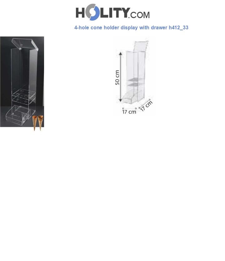 4-hole cone holder display with drawer h412_33