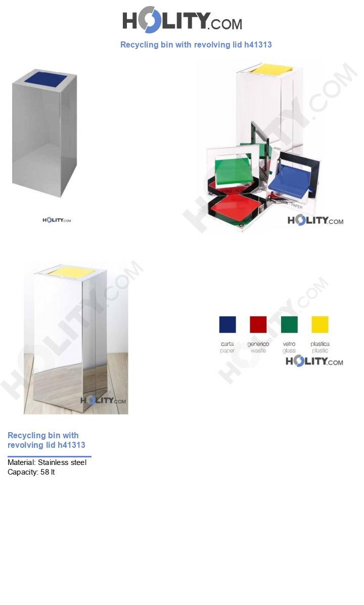 Recycling bin with revolving lid h41313