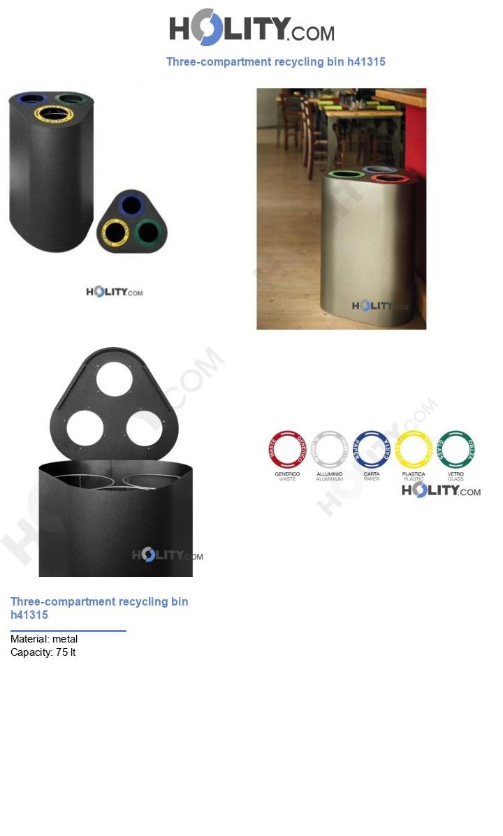 Three-compartment recycling bin h41315