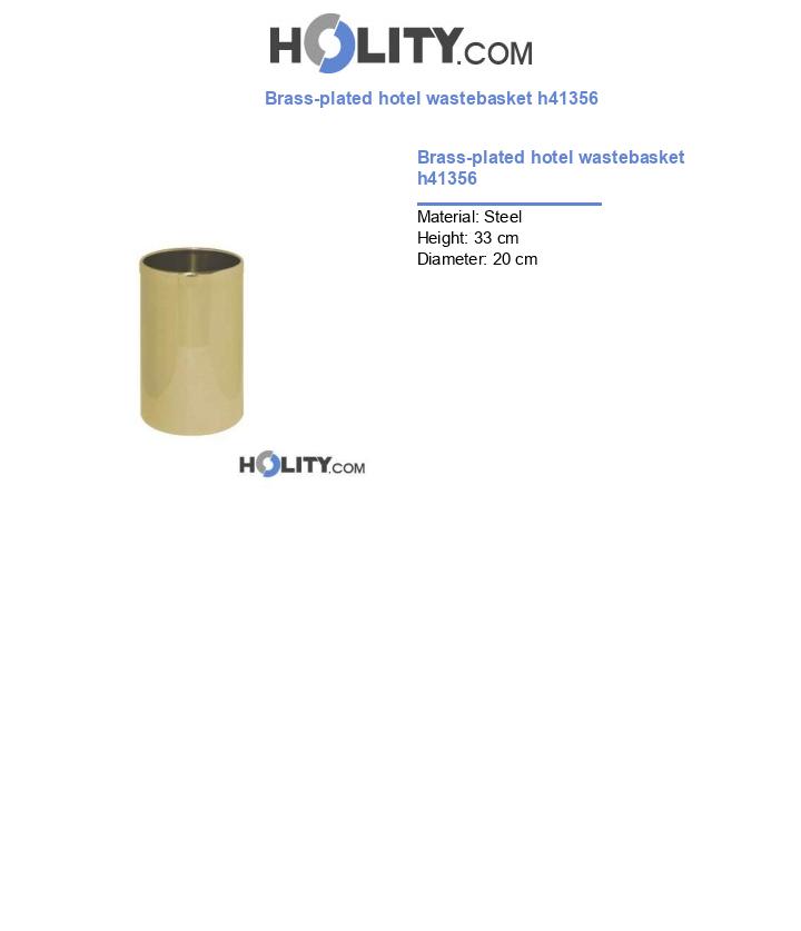 Brass-plated hotel wastebasket h41356