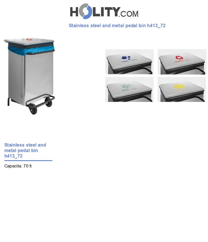 Stainless steel and metal pedal bin h413_72