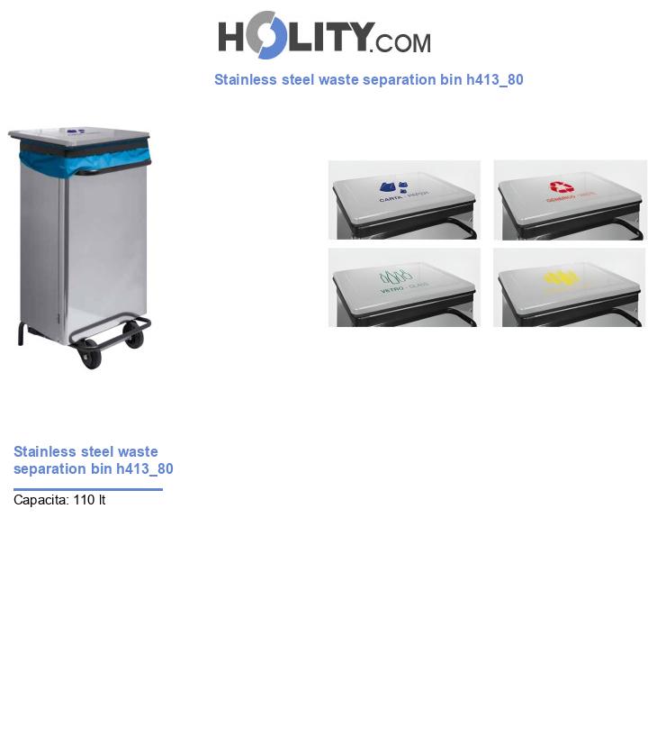 Stainless steel waste separation bin h413_80