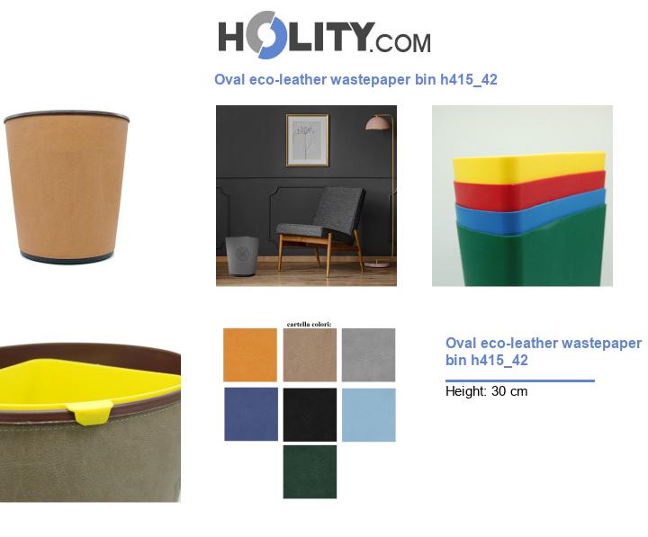 Oval eco-leather wastepaper bin h415_42
