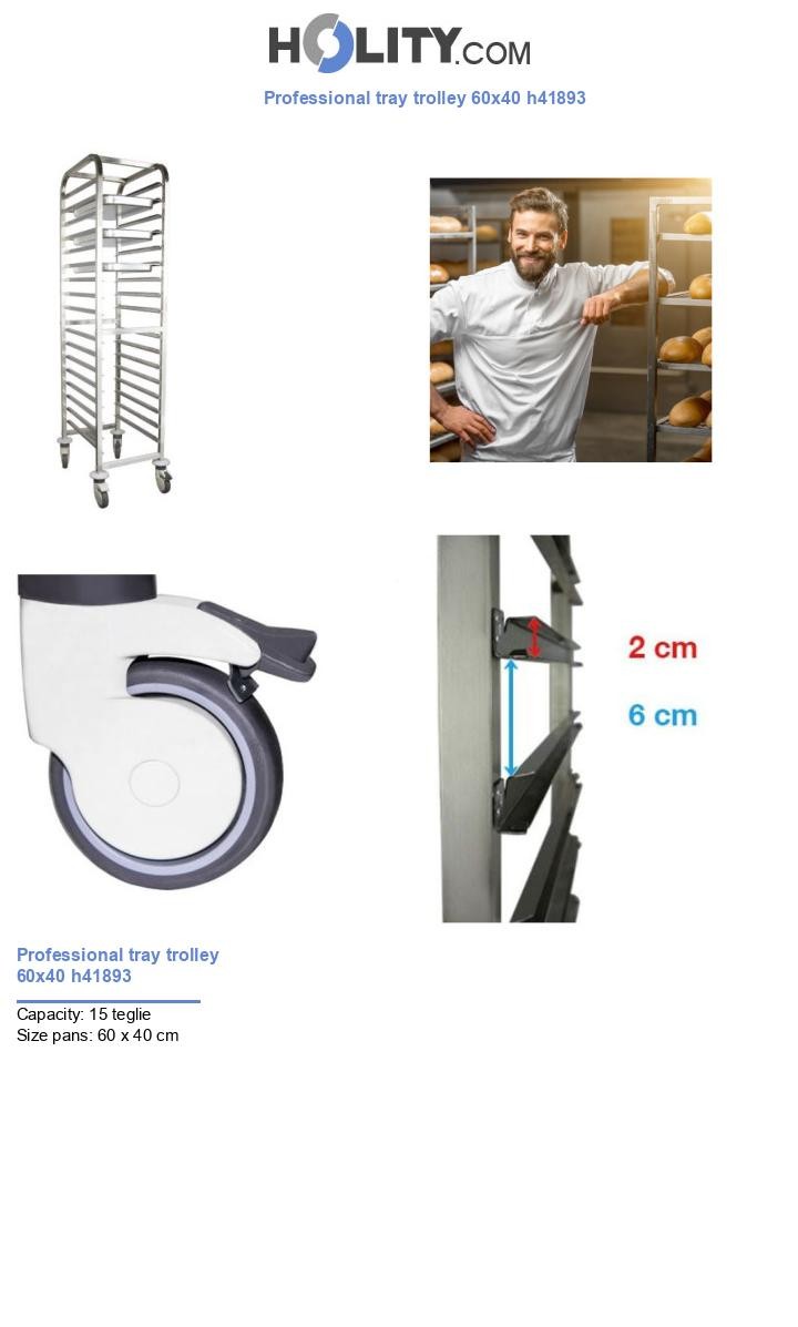 Professional tray trolley 60x40 h41893