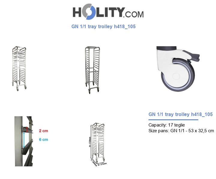 GN 1/1 tray trolley h418_105