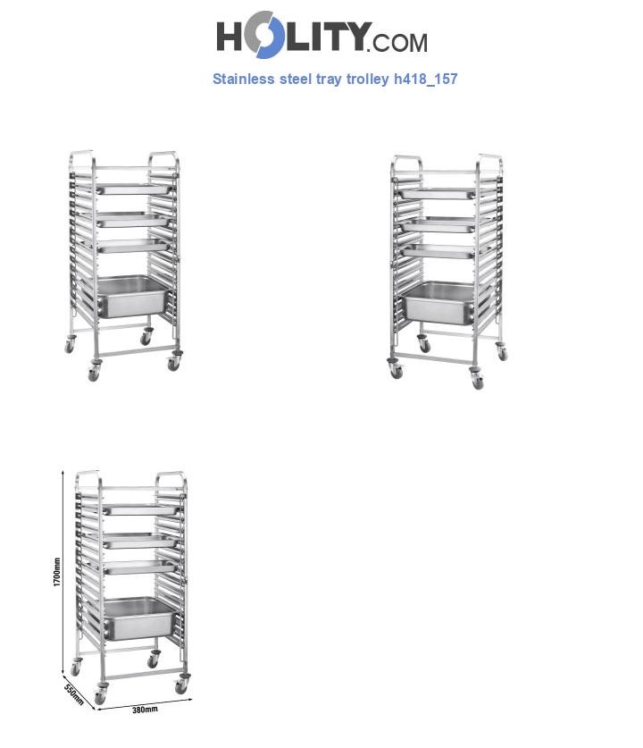 Stainless steel tray trolley h418_157