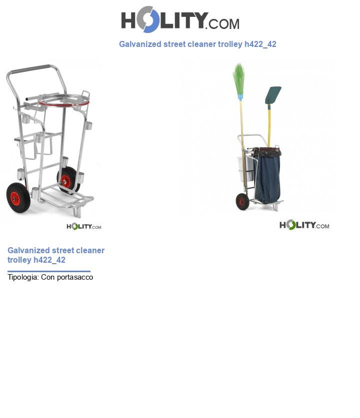 Galvanized street cleaner trolley h422_42