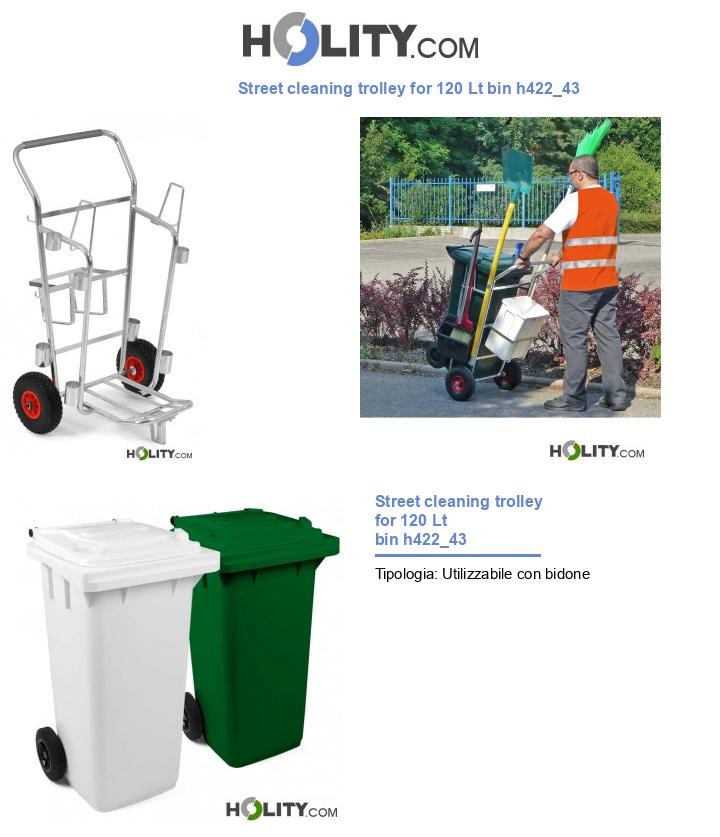 Street cleaning trolley for 120 Lt bin h422_43