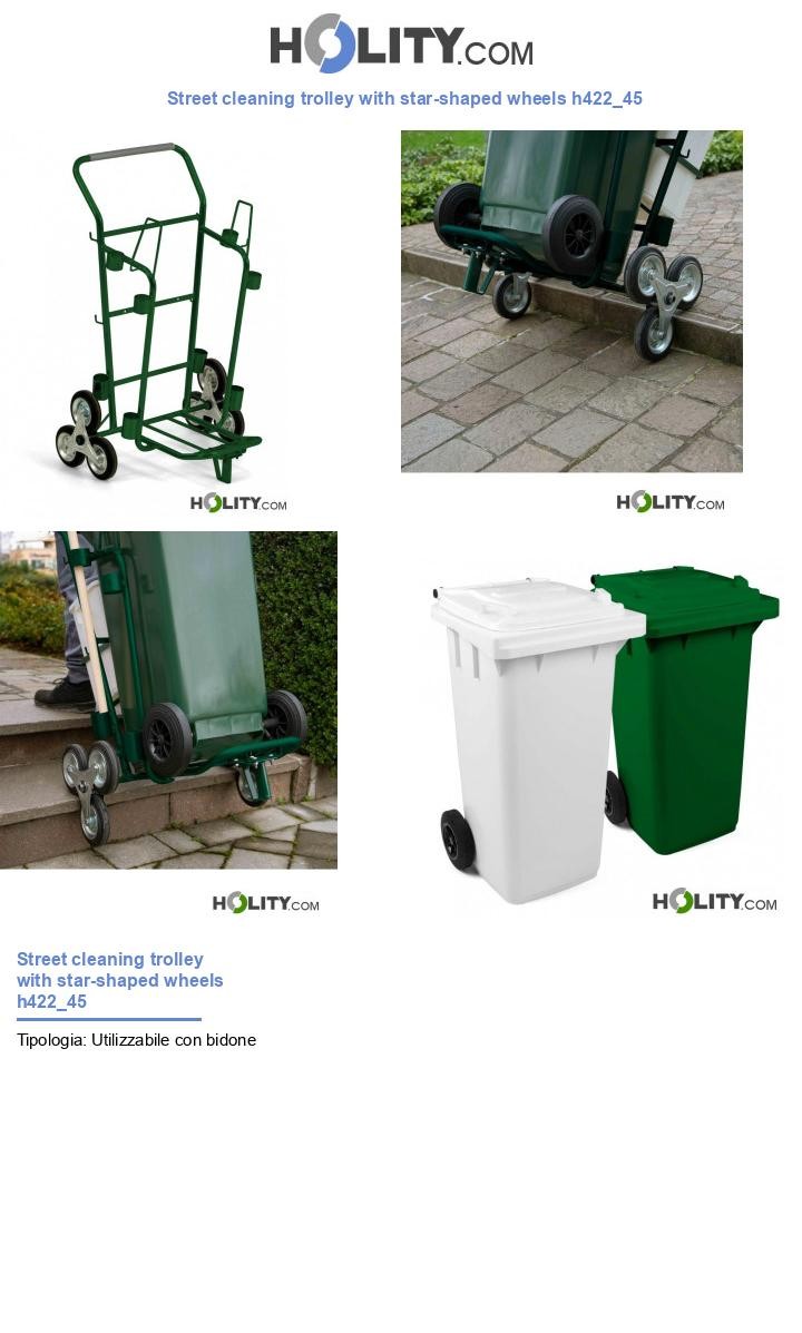 Street cleaning trolley with star-shaped wheels h422_45