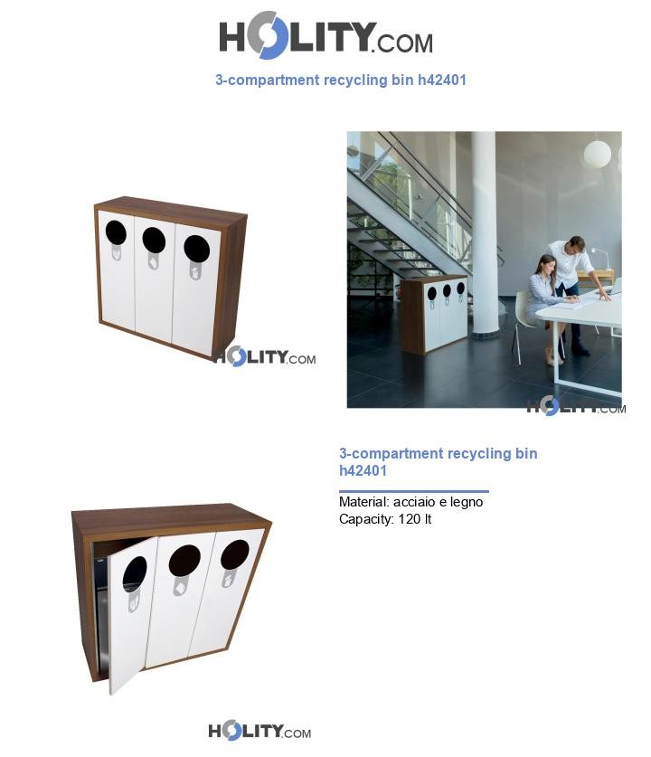 3-compartment recycling bin h42401