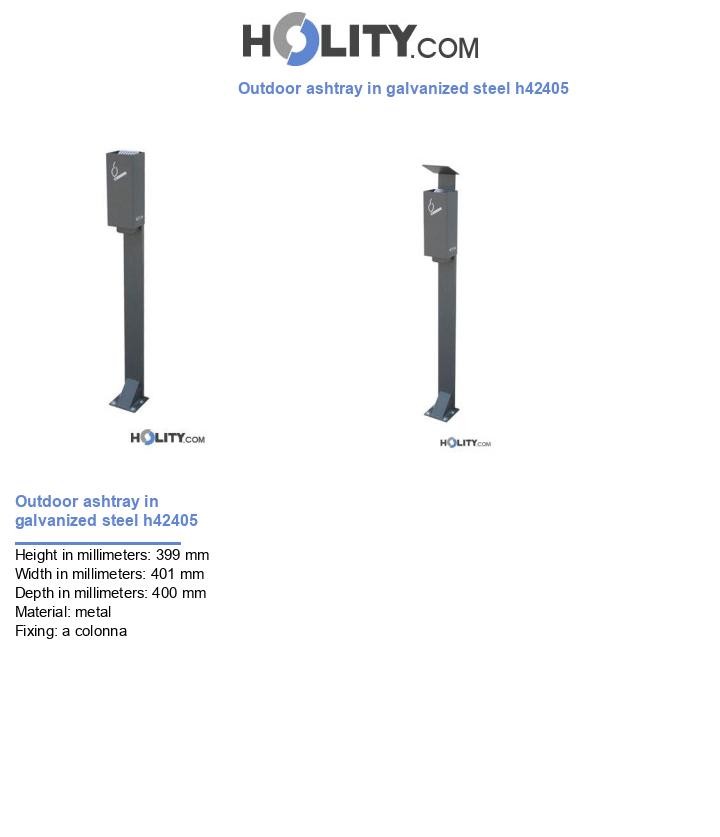Outdoor ashtray in galvanized steel h42405