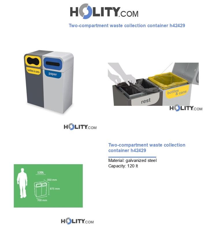 Two-compartment waste collection container h42429