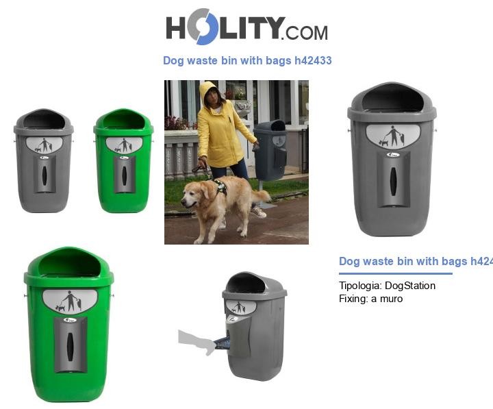 Dog waste bin with bags h42433