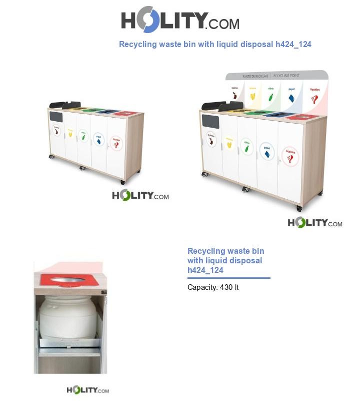 Recycling waste bin with liquid disposal h424_124