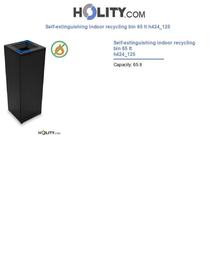 Self-extinguishing indoor recycling bin 65 lt h424_125