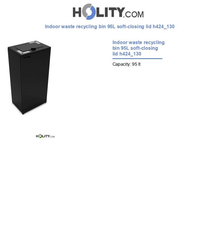 Indoor waste recycling bin 95L soft-closing lid h424_130