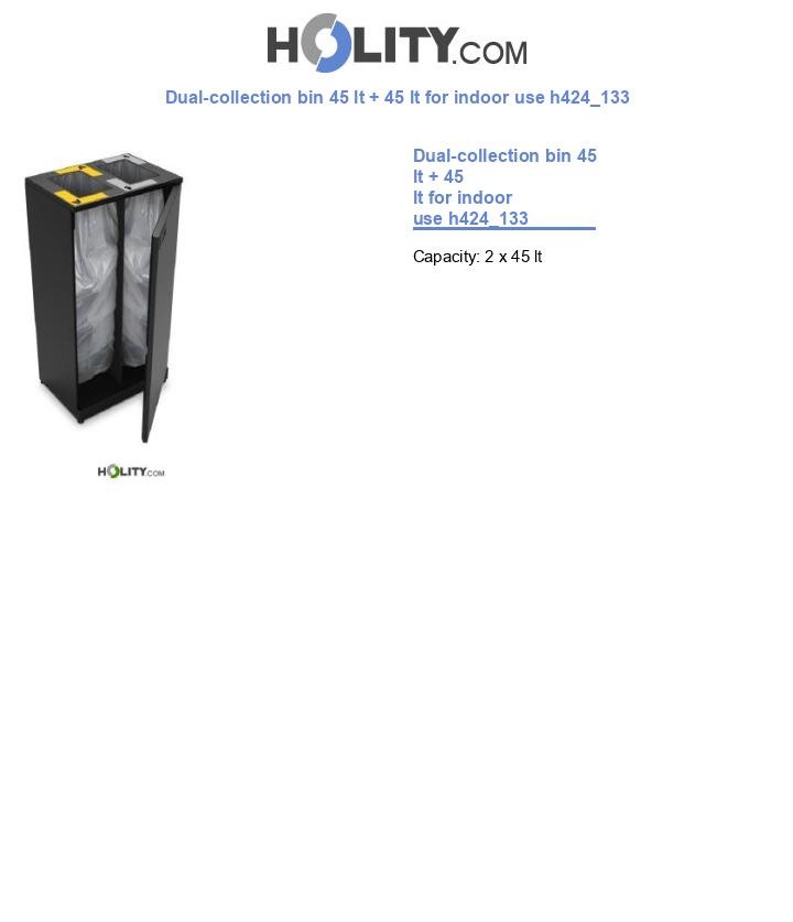 Dual-collection bin 45 lt + 45 lt for indoor use h424_133