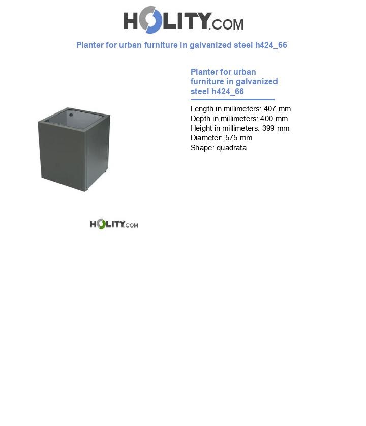Planter for urban furniture in galvanized steel h424_66