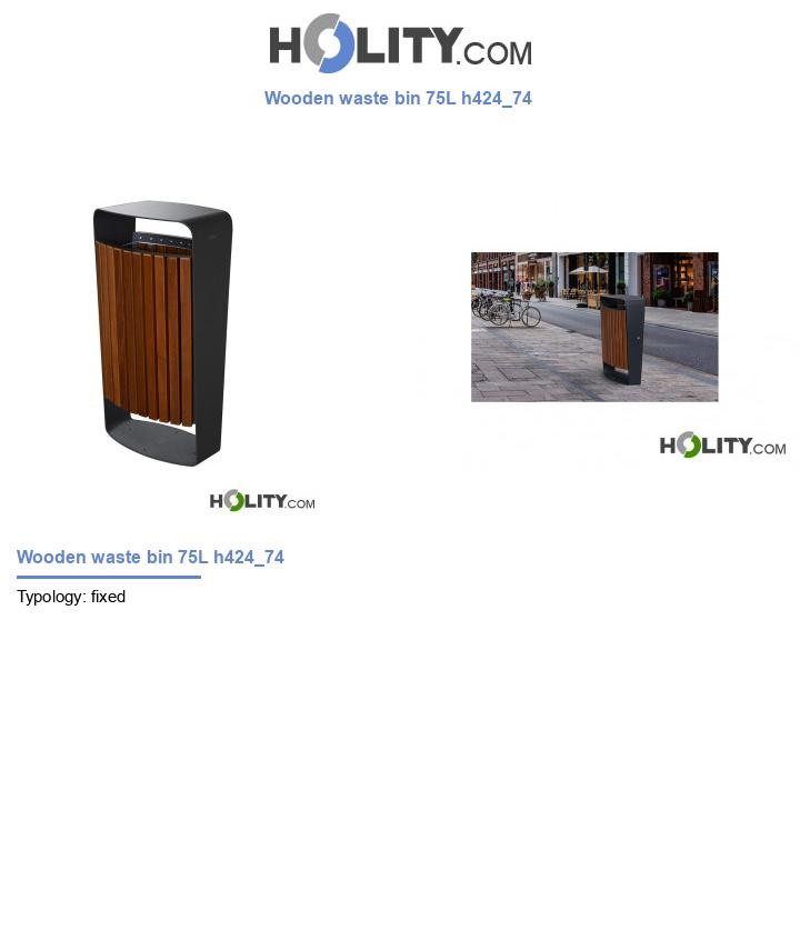 Wooden waste bin 75L h424_74