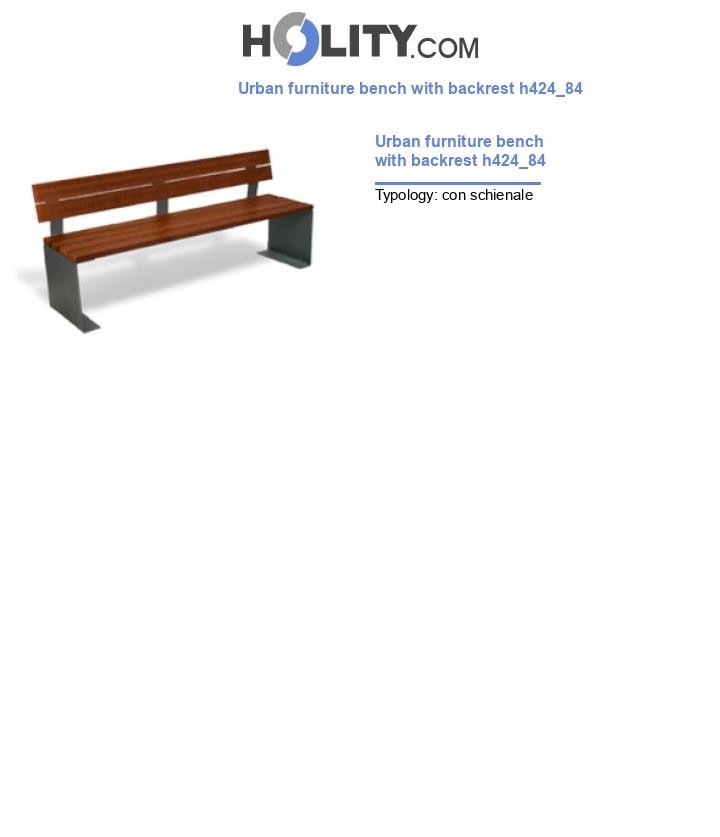 Urban furniture bench with backrest h424_84