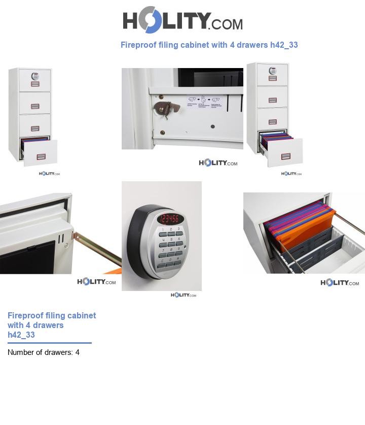 Fireproof filing cabinet with 4 drawers h42_33