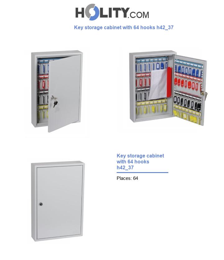 Key storage cabinet with 64 hooks h42_37
