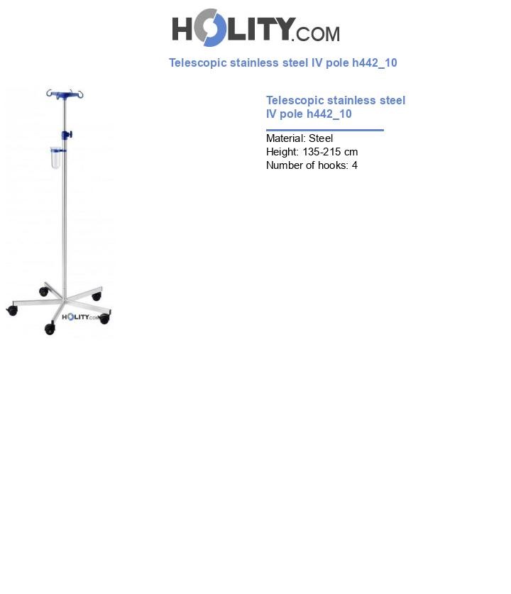 Telescopic stainless steel IV pole h442_10