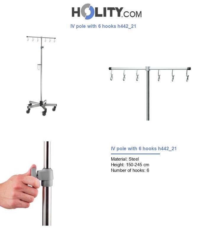 IV pole with 6 hooks h442_21