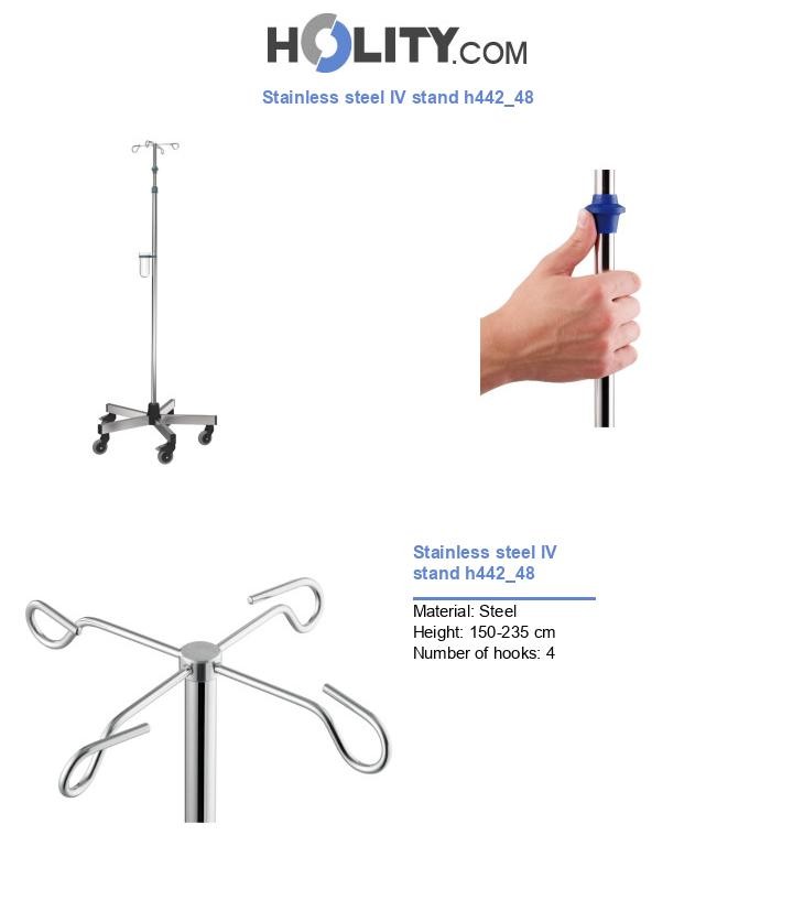Stainless steel IV stand h442_48