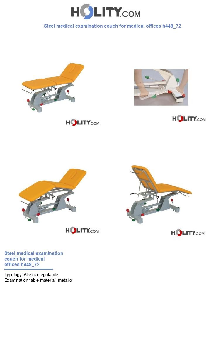 Steel medical examination couch for medical offices h448_72