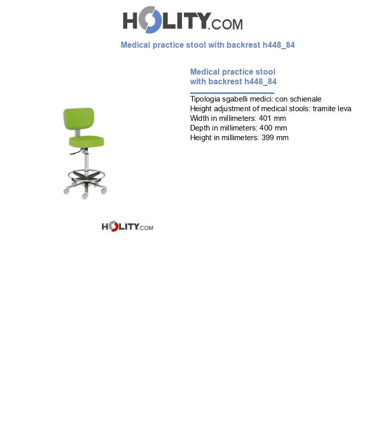 Medical practice stool with backrest h448_84