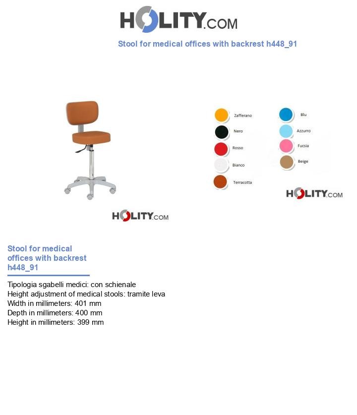 Stool for medical offices with backrest h448_91