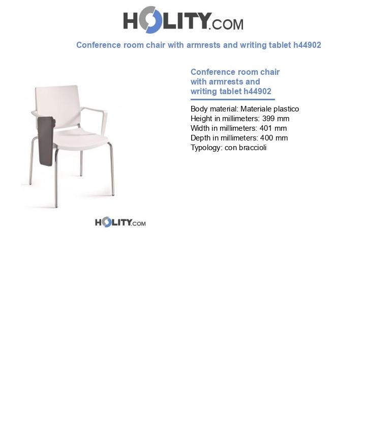 Conference room chair with armrests and writing tablet h44902