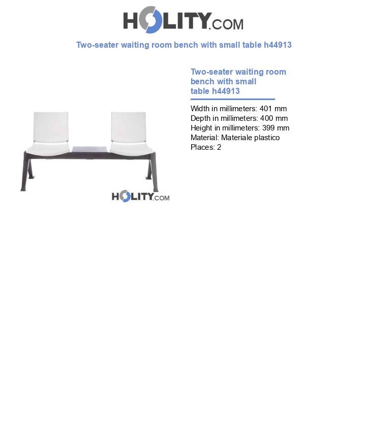 Two-seater waiting room bench with small table h44913