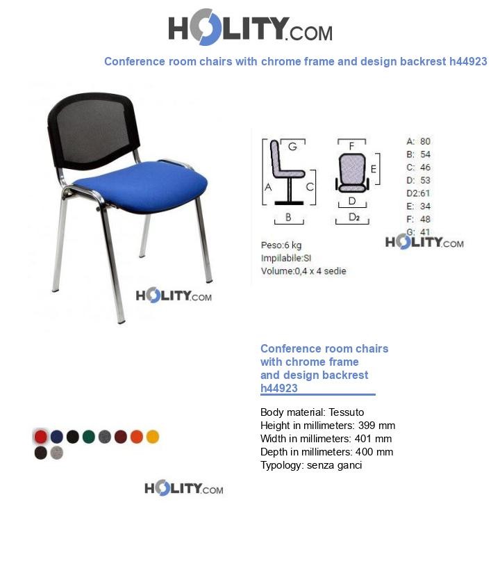 Conference room chairs with chrome frame and design backrest h44923