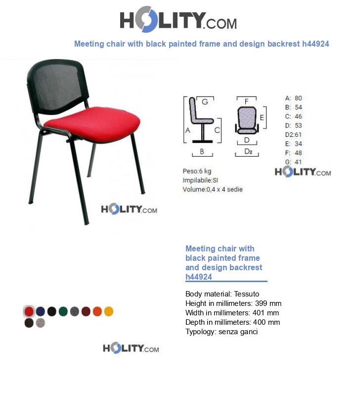 Meeting chair with black painted frame and design backrest h44924